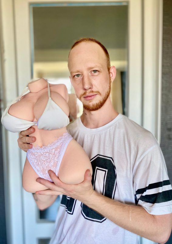 Mini Sex Dolls with Big Boobs Holding by a man